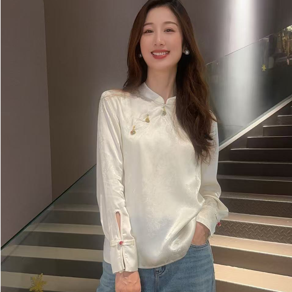 《佩佩定制》时尚春秋复古中国风新中式气质长袖衬衫2350