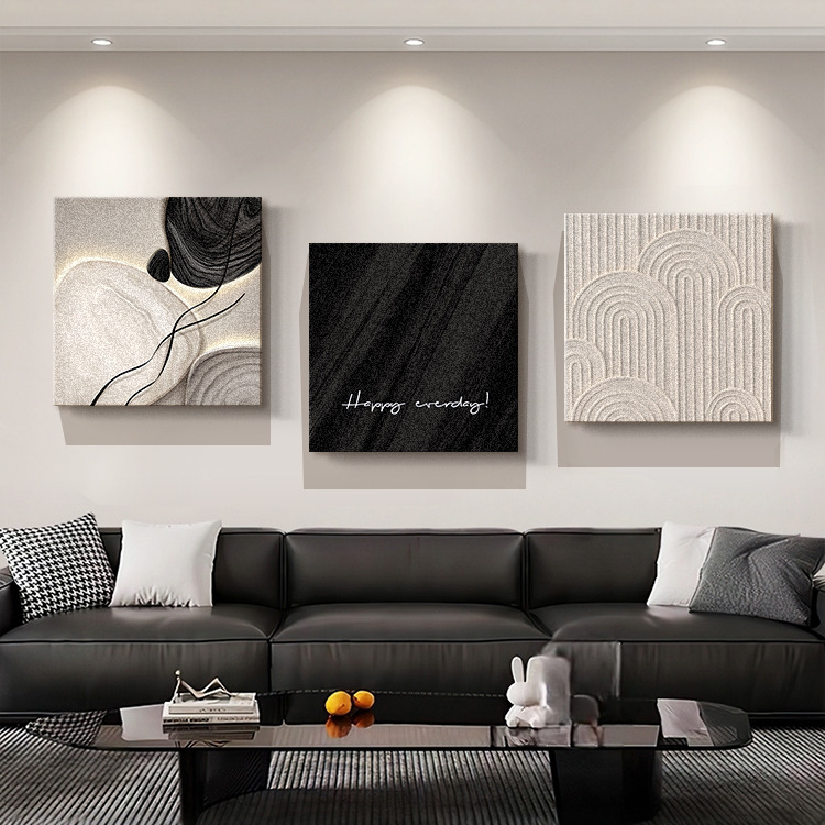 现代简约沙发背景墙挂画2025新款轻奢高级感客厅装饰画黑白灰壁画