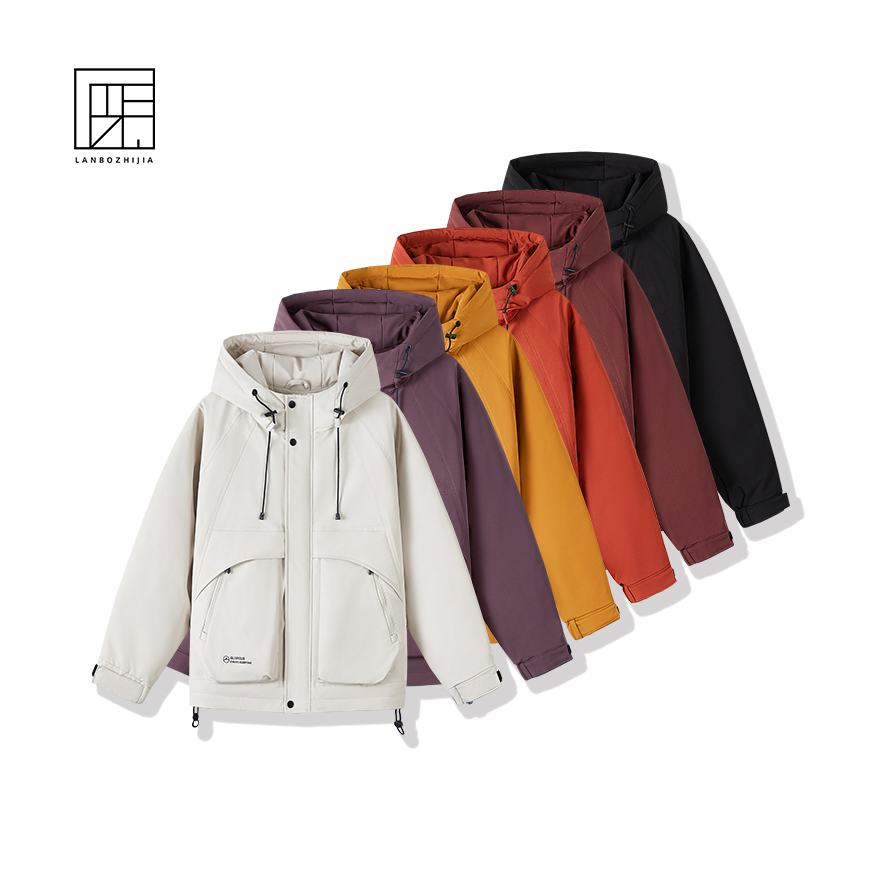 秋冬季新款保暖棉服 长袖宽松型连帽棉衣工装上衣防风户外衣服