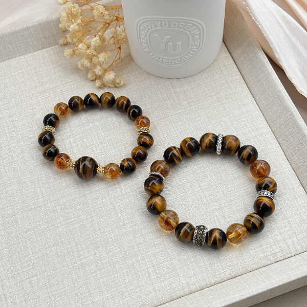 925银手链 善上签招米水晶手串虎眼石情侣手链手串纪念日礼物