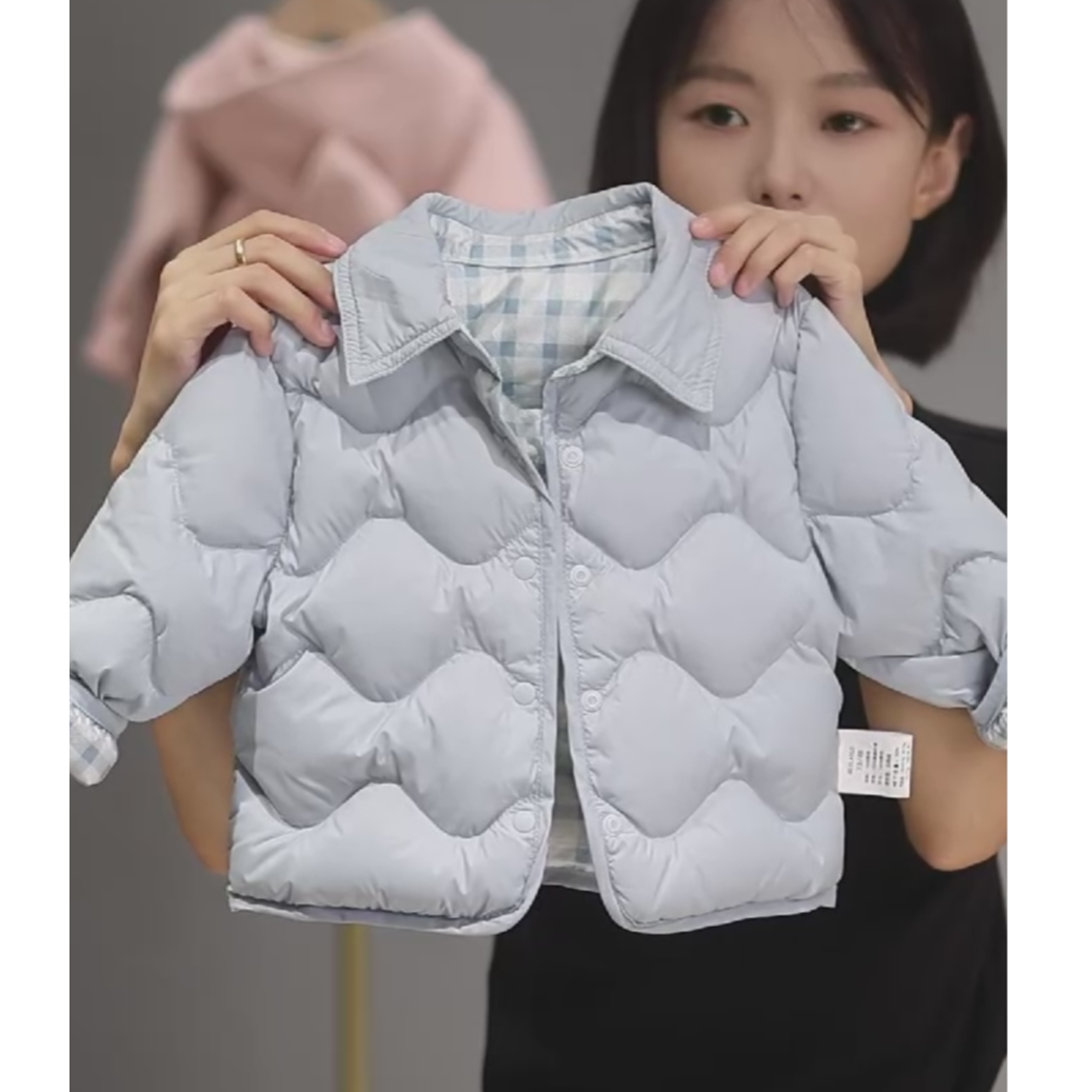 【三防双面穿衬衫羽绒 】婴儿童衣服宝宝羽绒外套秋冬白鸭绒轻薄H19
