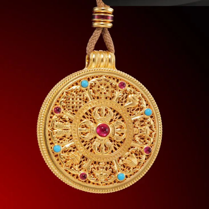 富贵八宝罗盘新中式项链