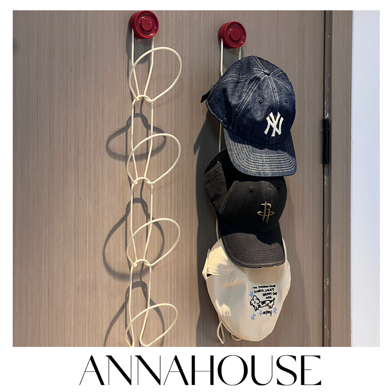 ANNAHOUSE吸盘铁艺帽子收纳神器家用挂钩免打孔围巾包包挂架NS