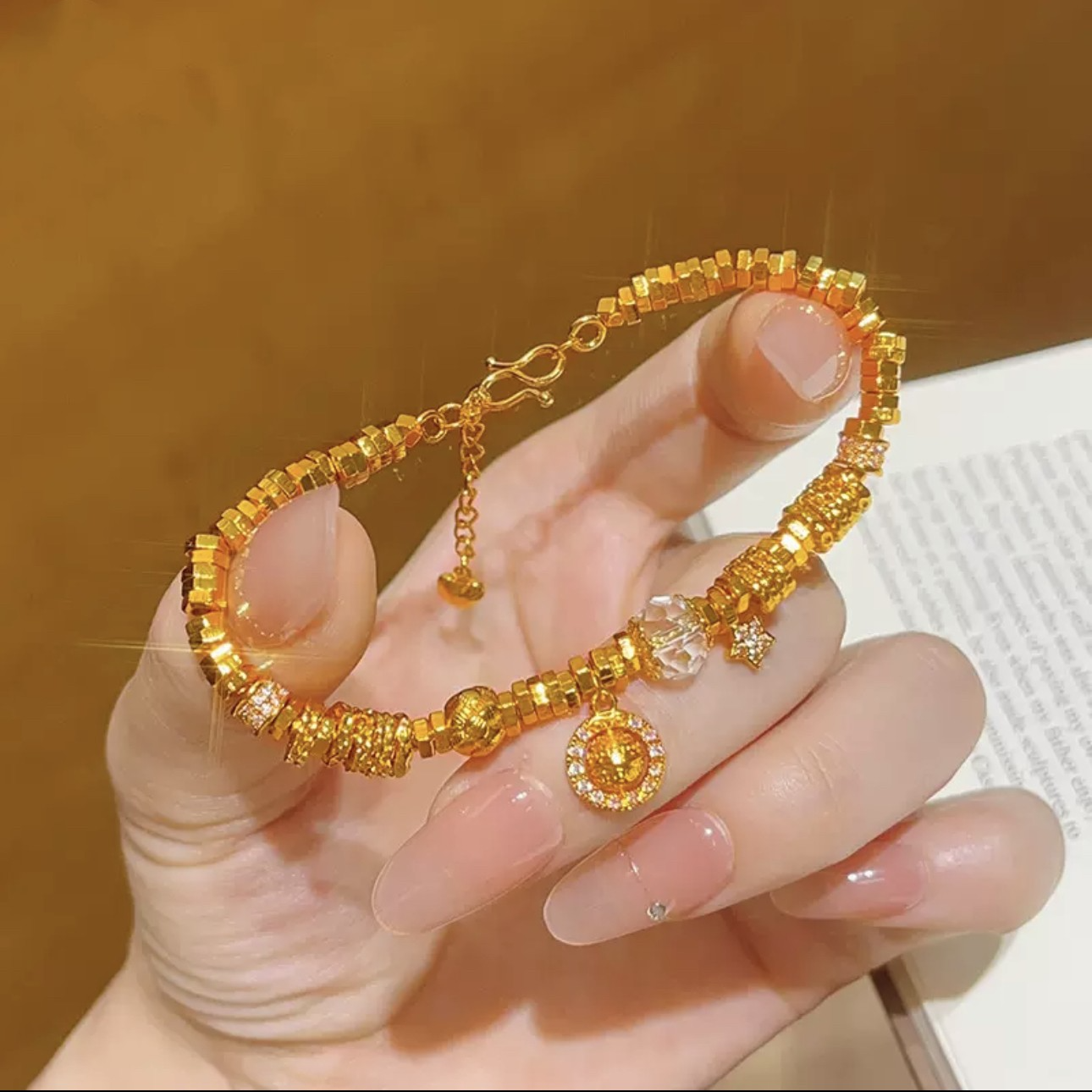 铜合金手链 新中式星轮盘缠手链星星跑环手串轻奢高级感