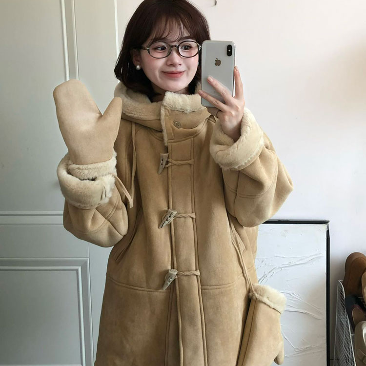 毛毛外套毛领女2025新款复古宽松加绒加厚韩版皮毛一体时尚秋冬季