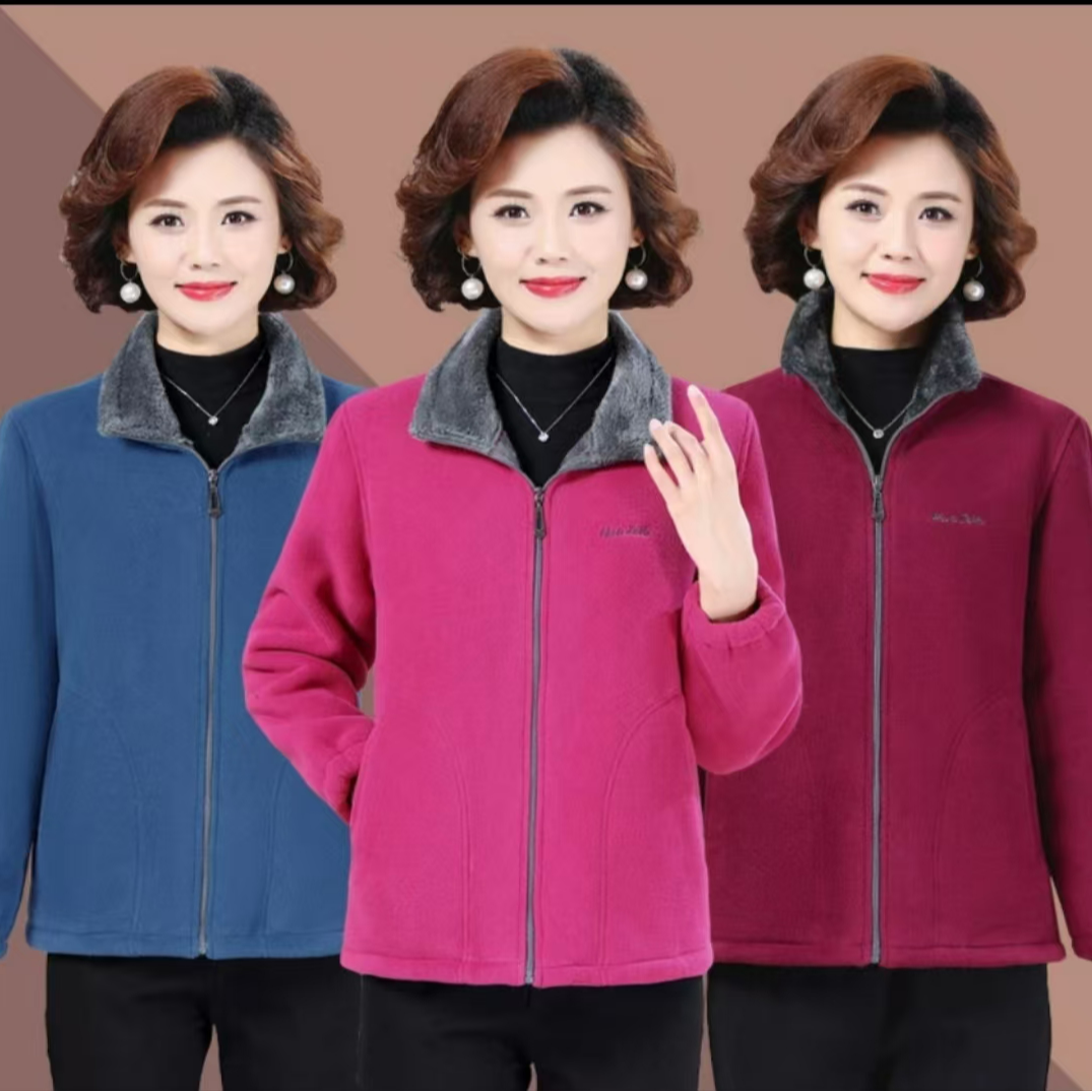 【三层加厚加绒】中年妈妈装秋冬摇粒绒加绒加厚卫衣御寒保暖外套
