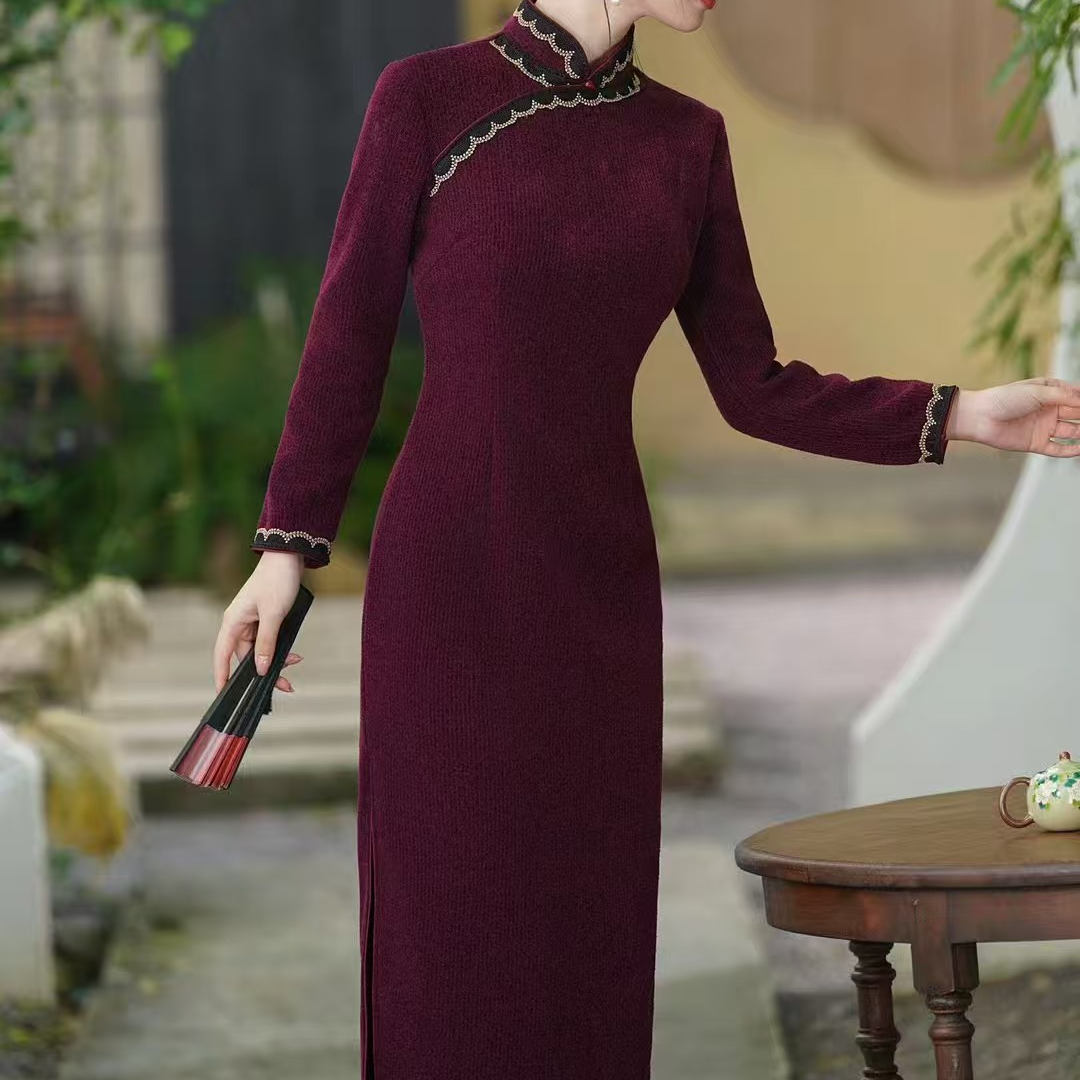 【玉美人】加厚加绒冬款中式高端妈妈装国风古法旗袍