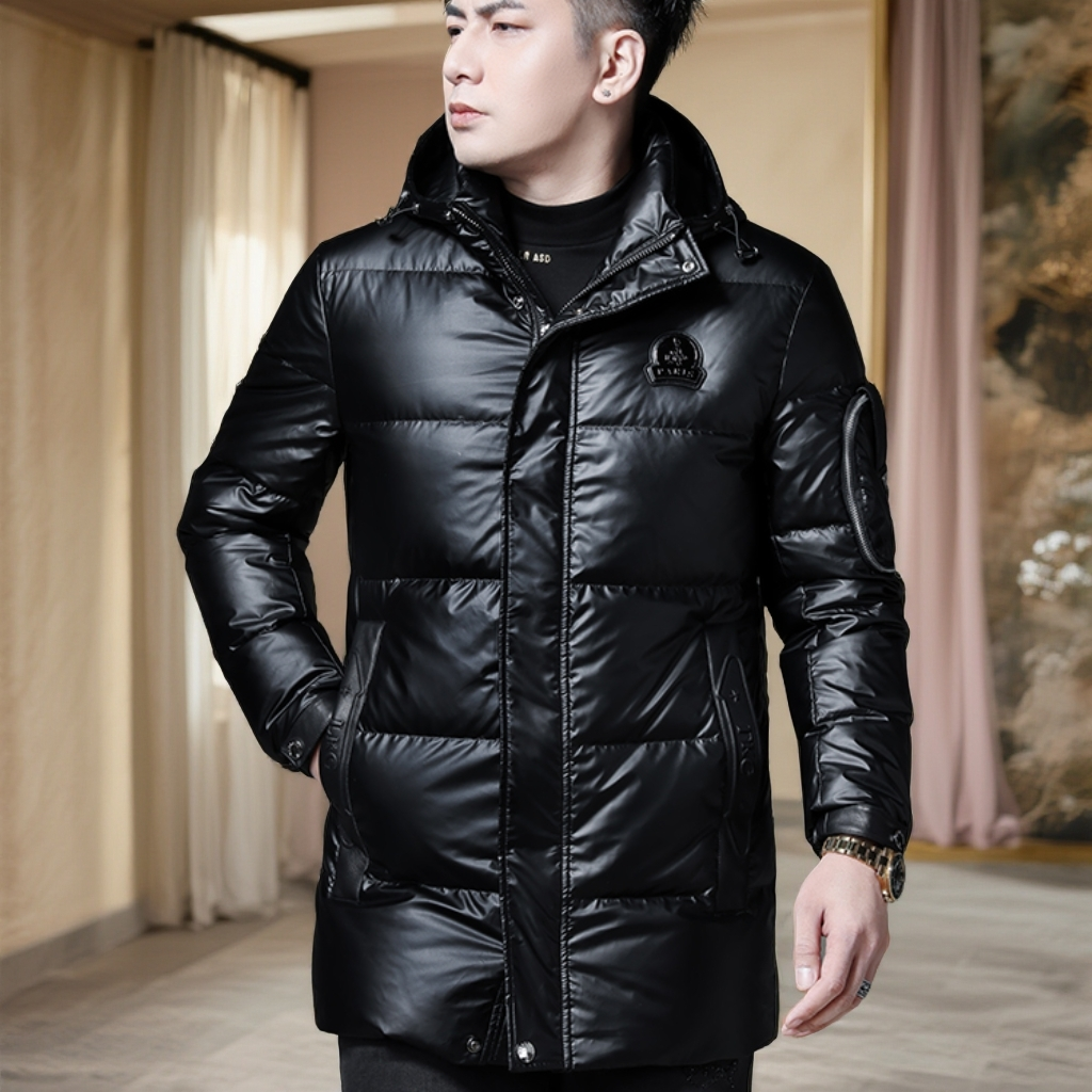 GUNEBOLURWA重磅羽绒服男冬季新款男士羽绒服中长款连帽休闲外套