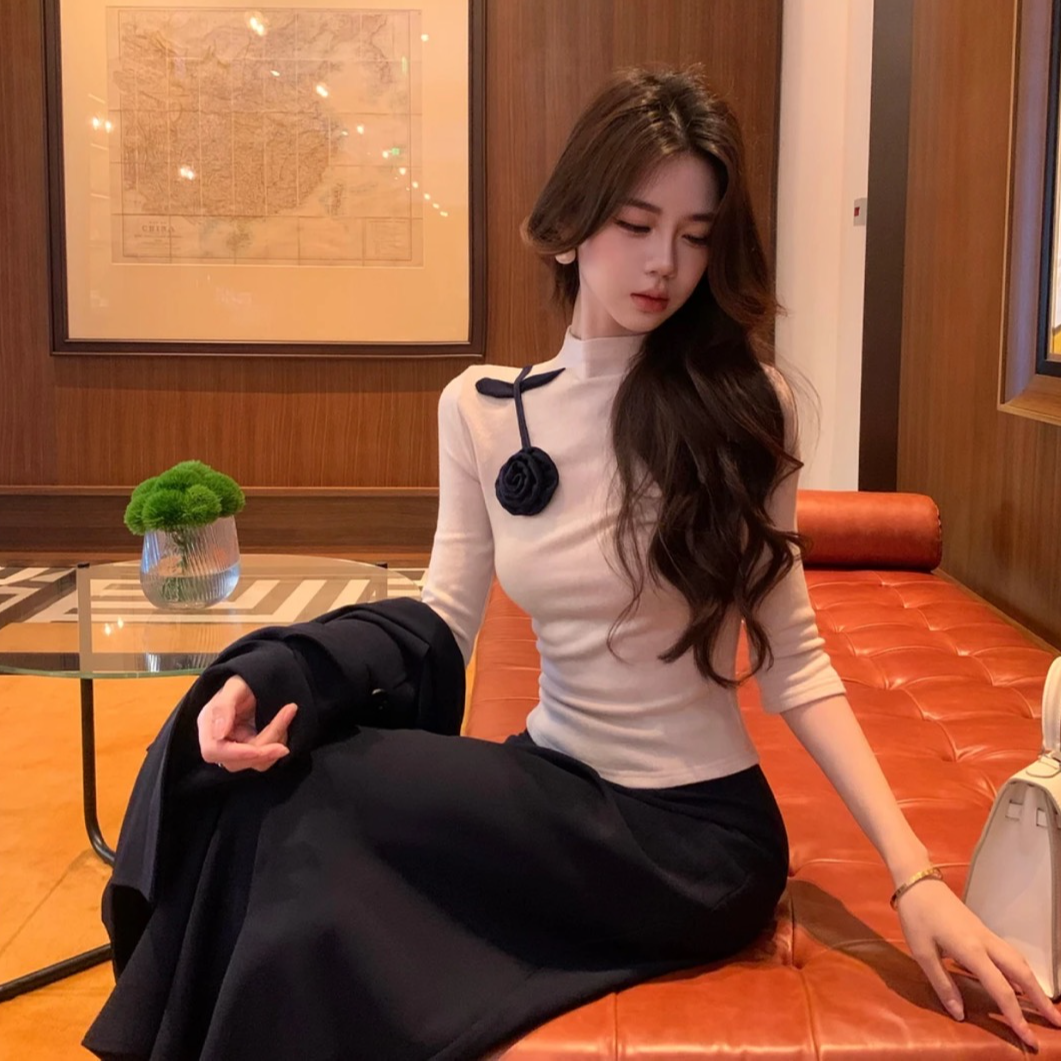 【现货送运费险】山茶雅韵秋高级感西装外套设计感上衣垂感裙三件套