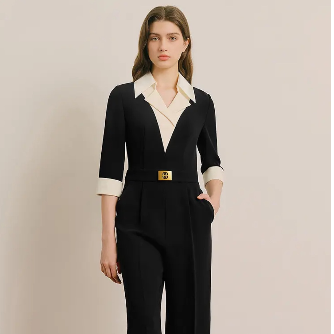 OBBLIGATO奥丽嘉朵2025夏季经典撞色拼接连体裤1C65202200