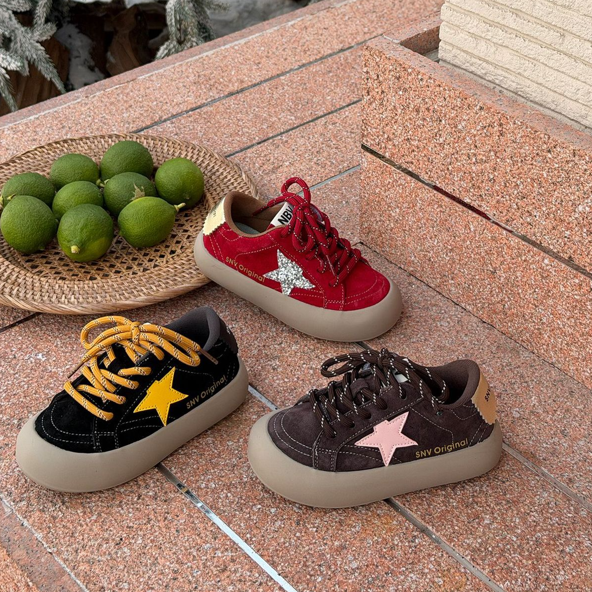 【龙蛋蛋推荐】秋季新款儿童复古真皮星星板鞋男女童休闲丑萌大头鞋