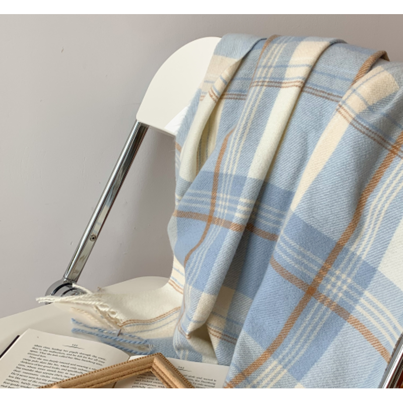 围巾韩版格子百搭冬季海盐百利甜奶蓝格纹秋冬保暖韩围脖披肩JK女