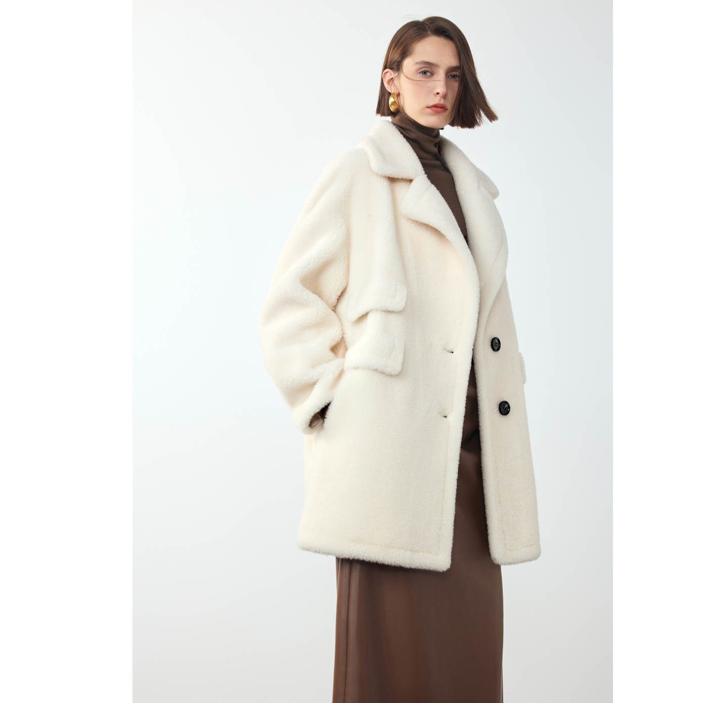 【王楚然同款】2025新款秋冬朗姿时尚气质高级感加厚颗粒绒大衣外套