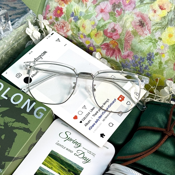 小众【白开水】【文俊辉吉赛尔同款】透明半框可配度数近视眼镜防蓝光