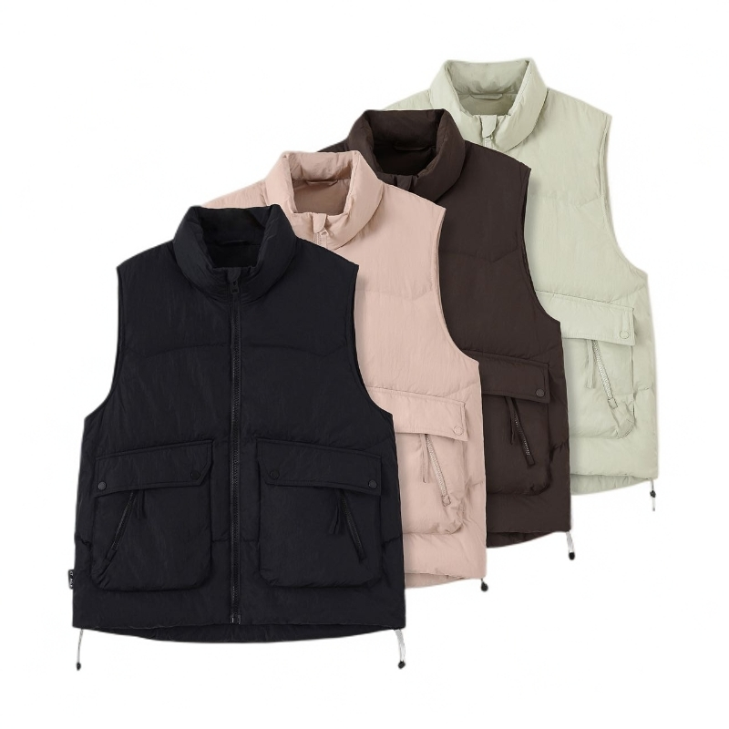 25爆款秋冬新款情侣休闲简约百搭时尚保暖纯色立领羽绒马甲男背心