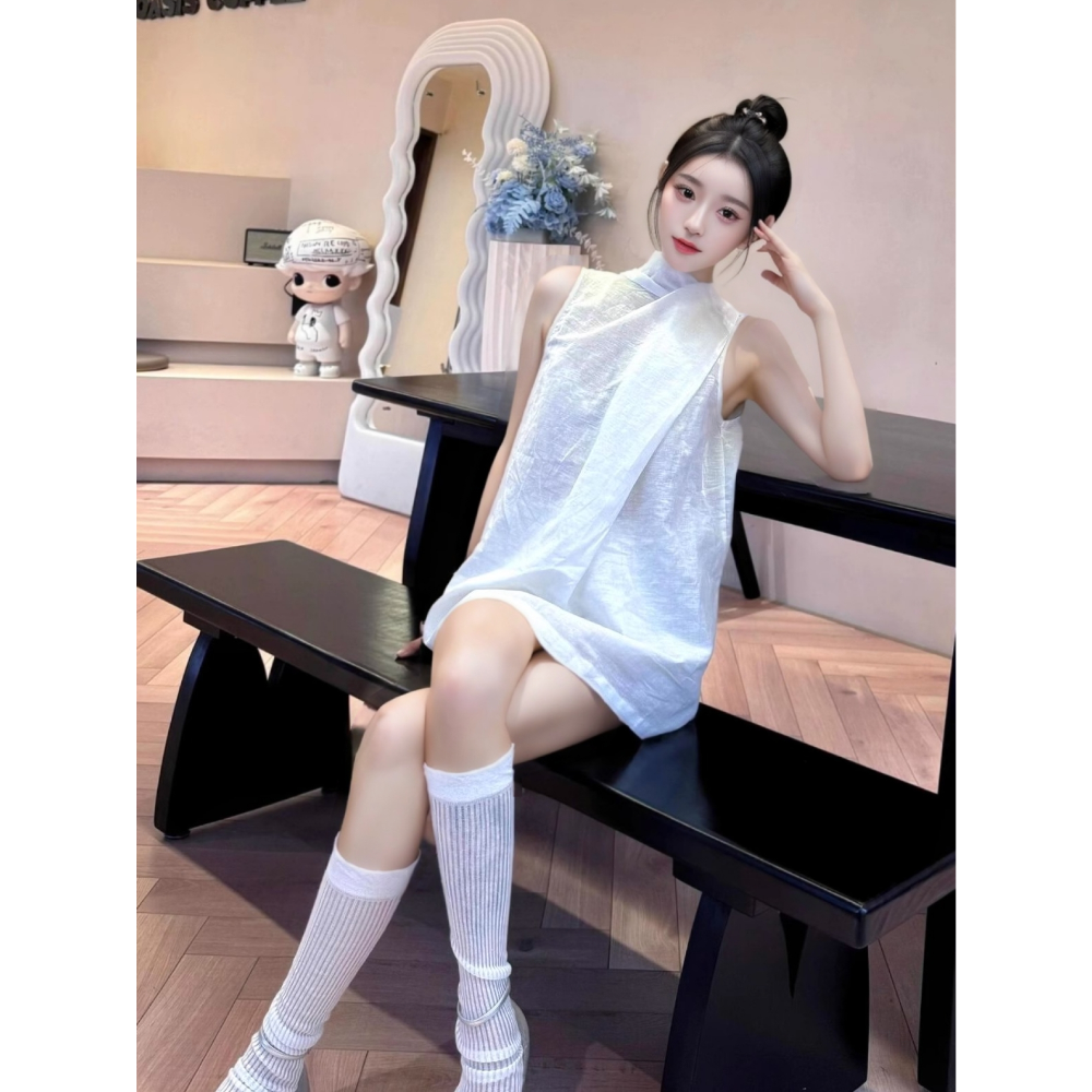 审美嘎嘎好！~漂亮高级感简约衬衣小众气质飘带露肩白色衬衫女上衣