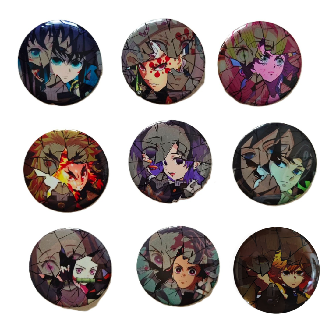 鬼灭之刃破碎感吧唧徽章动漫吧唧谷子挂件周边反光帅气卡通