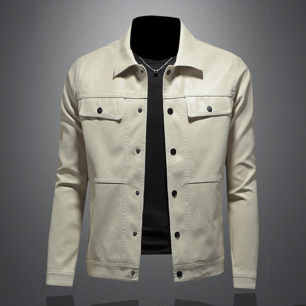 Zero Degree North美式休闲机车皮衣男士潮流外套修身翻领皮夹克