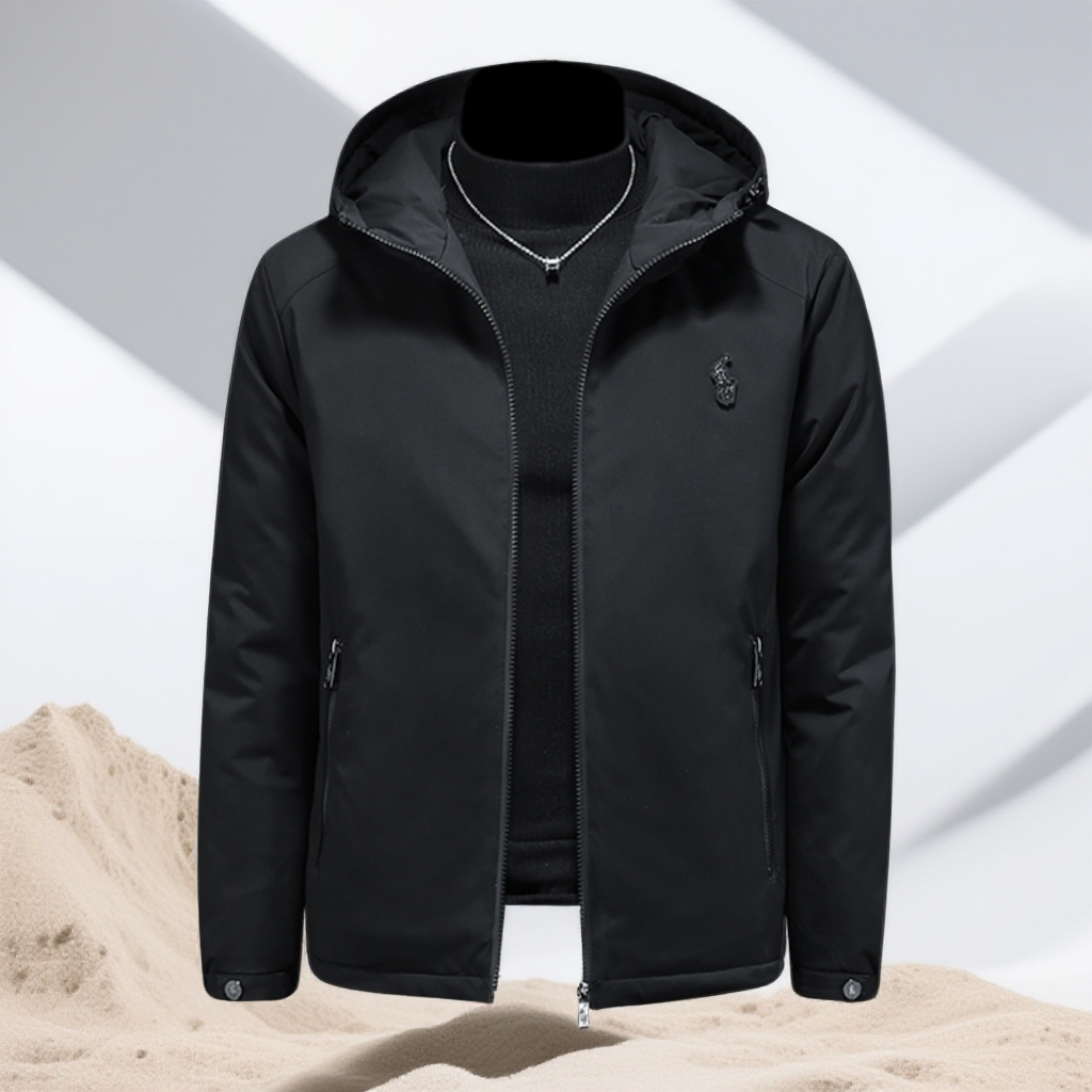 宾斯洛特休闲连帽羽绒服男秋冬新款男士时尚大码贴标羽绒衣厚外套