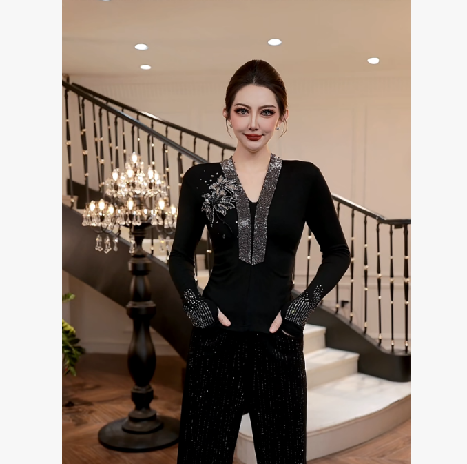 【FUNANI】 显瘦气质针织衫高弹2025设计感时尚修身金丝 X2531069A