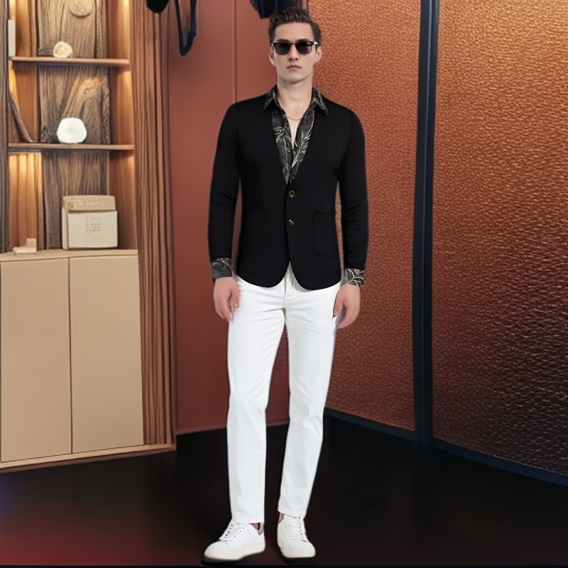 风华正茂2025秋季开衫外套假两件男士商务潮流百搭长袖帅气时尚