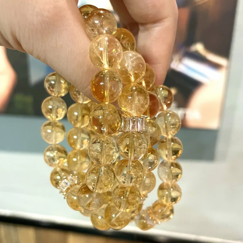 天然巴西黄水晶手链黄阿赛水晶大橘黄手串黄阿塞男女款多样性发一