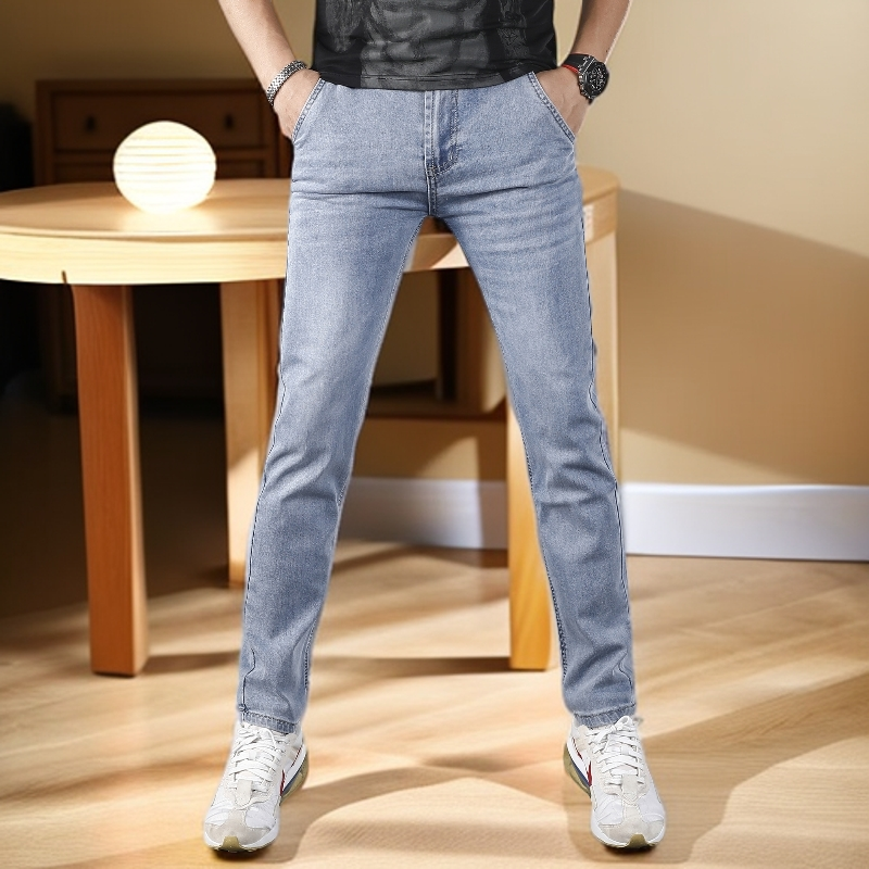 维斯克纳时尚男士牛仔裤夏季薄款新款经典修身款日常休闲男款裤子