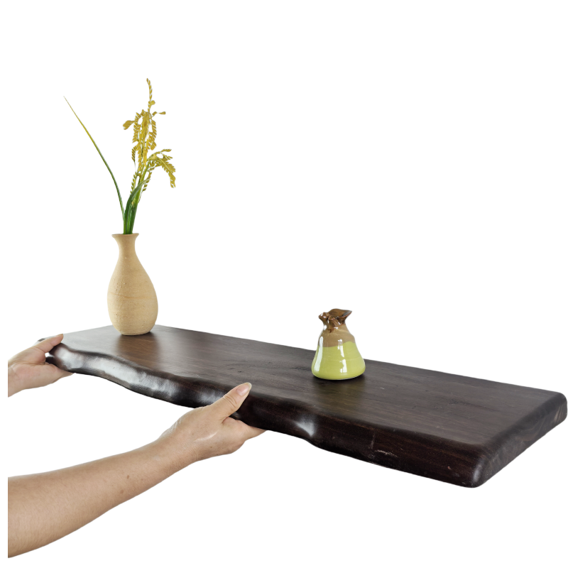 樟木防虫一字板置物架 免打孔隐形安装 书房客厅防水壁挂搁板