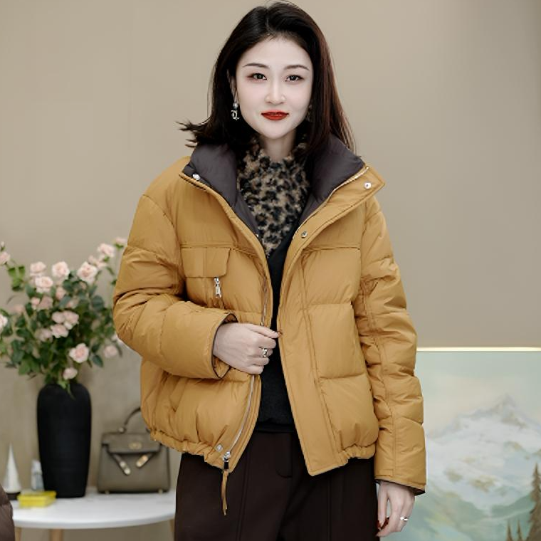 530冬季新款时尚韩版拼接短款羽绒外套加厚保暖宽松小个子外套