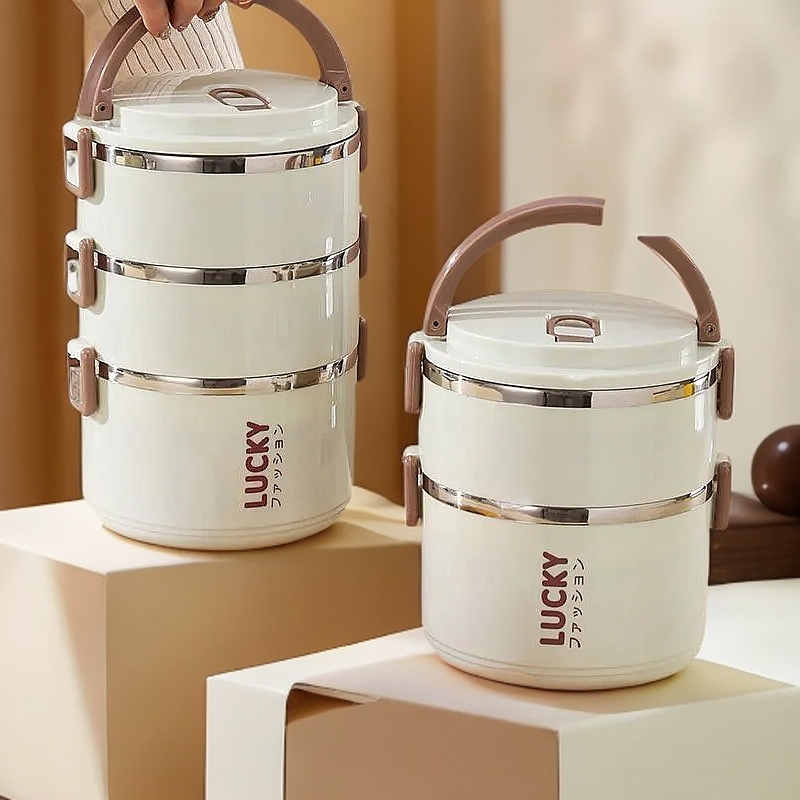 保温饭盒食品级不锈钢大容量多层饭盒带盖提手学生上班族密封饭盒