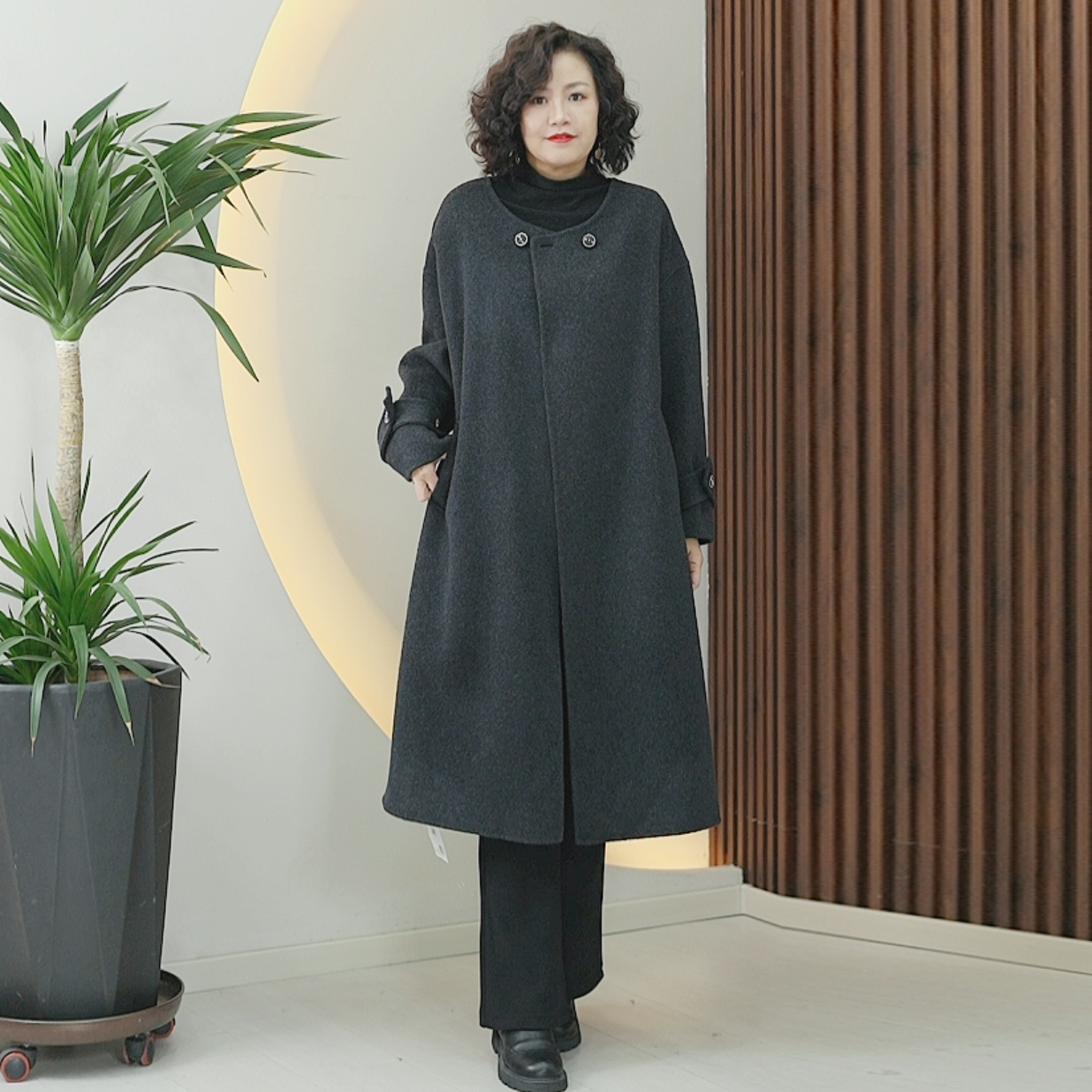 高定手工山羊绒大衣女毛呢双面呢中长款大码秋季保暖绵羊毛外套