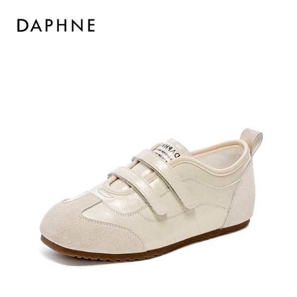 达芙妮新款圆头耐磨拼色魔术贴时尚百搭软底舒适休闲鞋欧若智性风