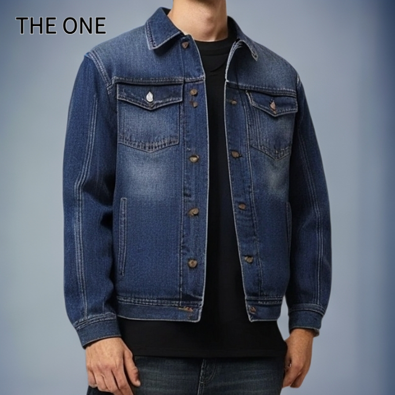 印花水洗秋季耐磨春秋翻领男牛仔夹克时尚韩版宽松休闲潮流外套
