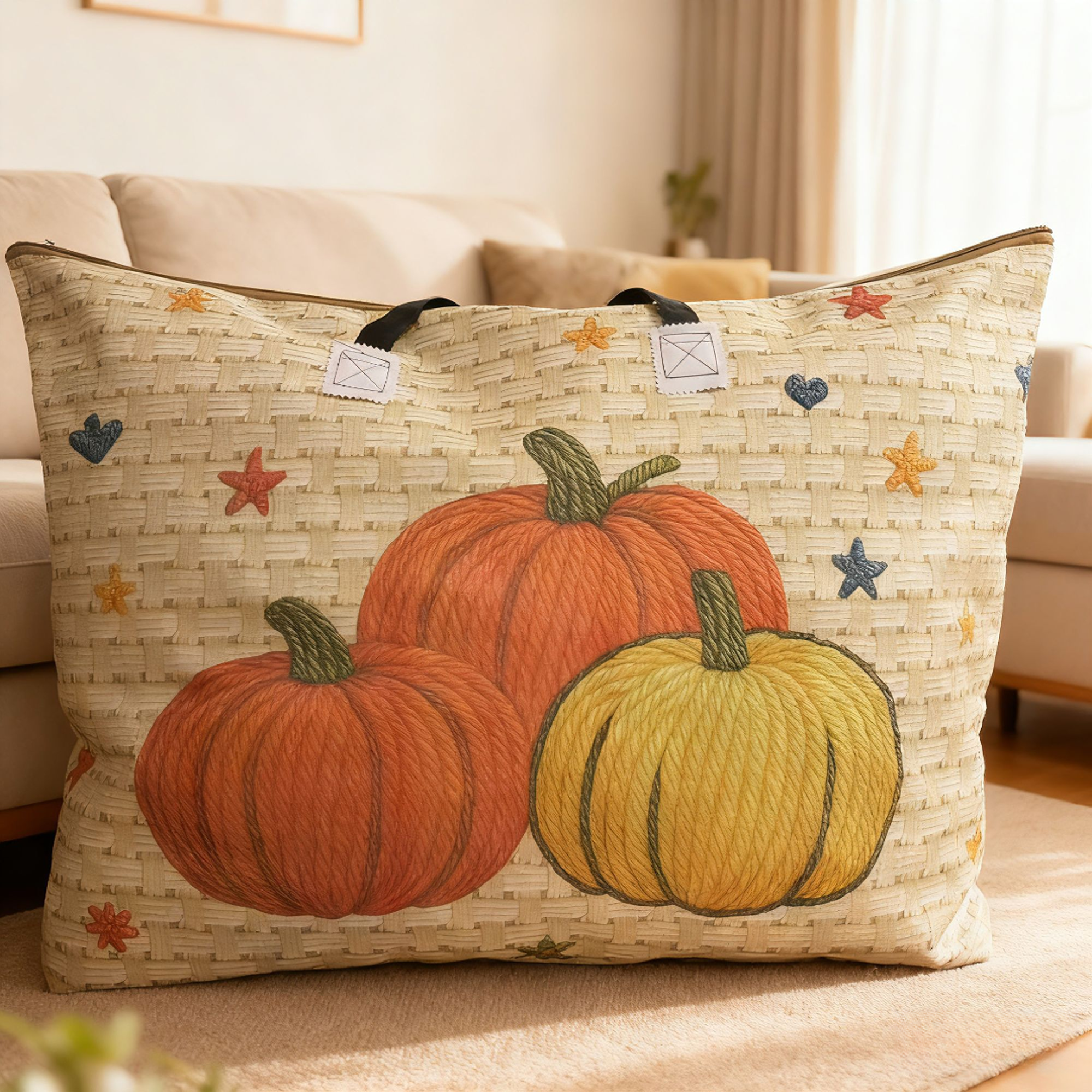 编织风福禄南瓜收纳袋被子防尘袋家用防潮搬家收纳袋大尺寸袋子