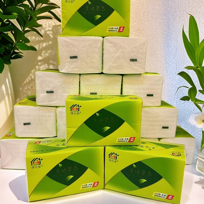 得火家柔语茶香抽取式面巾纸