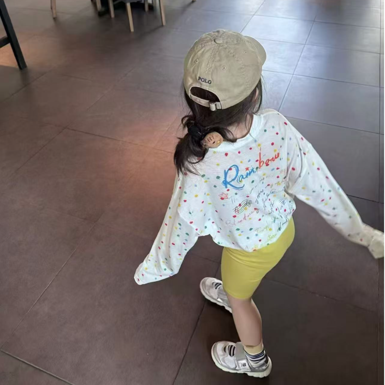 《现货》女童套装2025夏季休闲韩版波点字母印花上衣纯色骑行裤