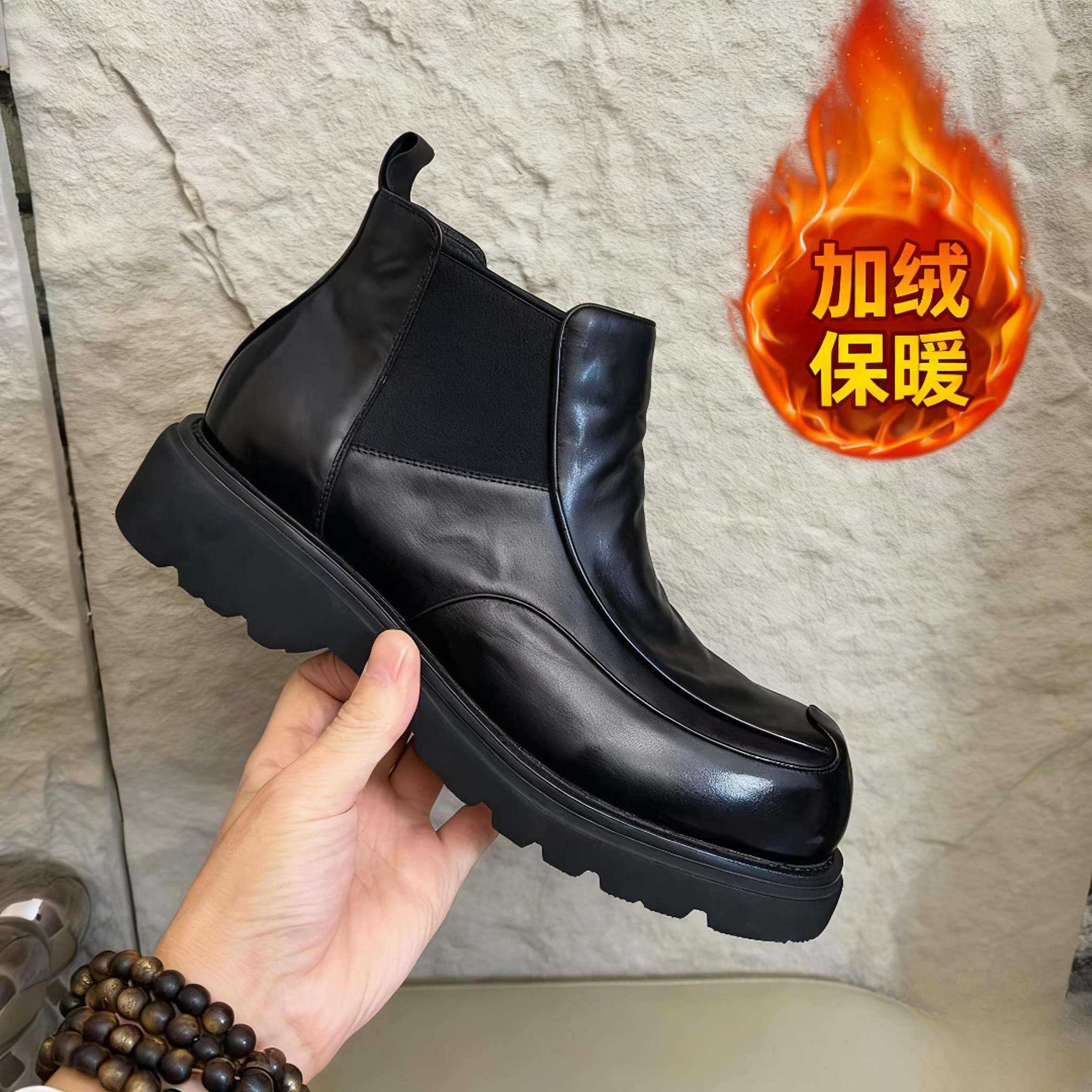 908-3【头层牛皮】马丁靴男休闲时尚百搭轻便防滑真皮男鞋切尔西靴