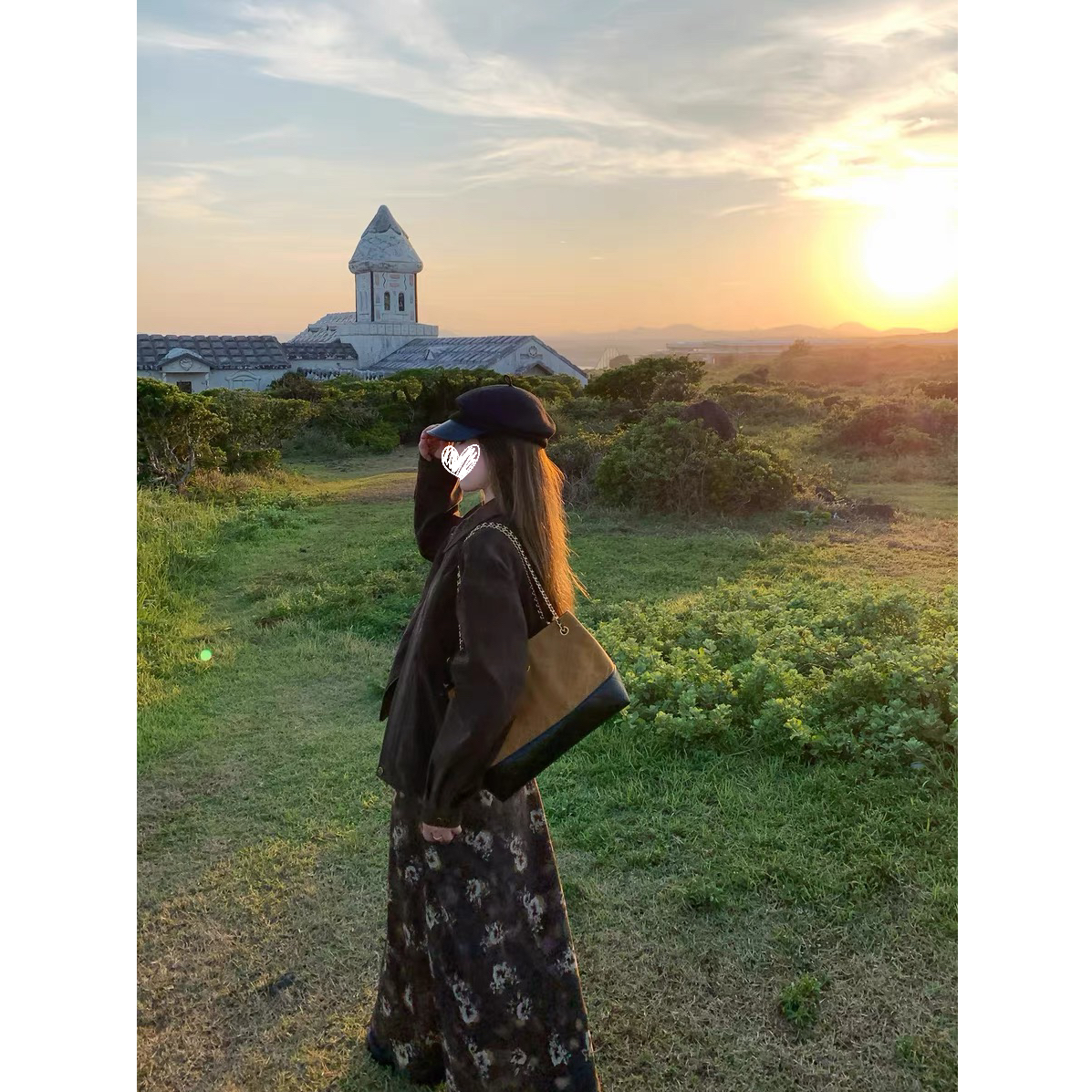 秋季复古高级感休闲百搭外套+法式碎花显瘦吊带连衣裙女套装D581