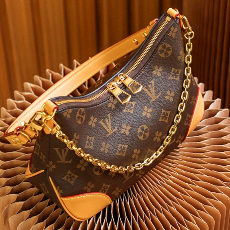 香港品牌香港品牌代购女包2025新款洋气老花牛角包百搭单肩斜挎包