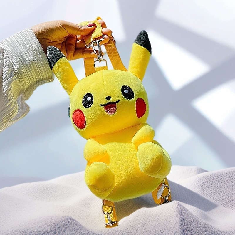 皮卡丘双肩包小女孩毛绒背包可爱2025新款潮日本动漫搞怪卡通小包