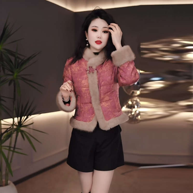 加绒加厚棉服外套女2025冬季新款时尚洋气新中式夹棉短款显瘦上衣