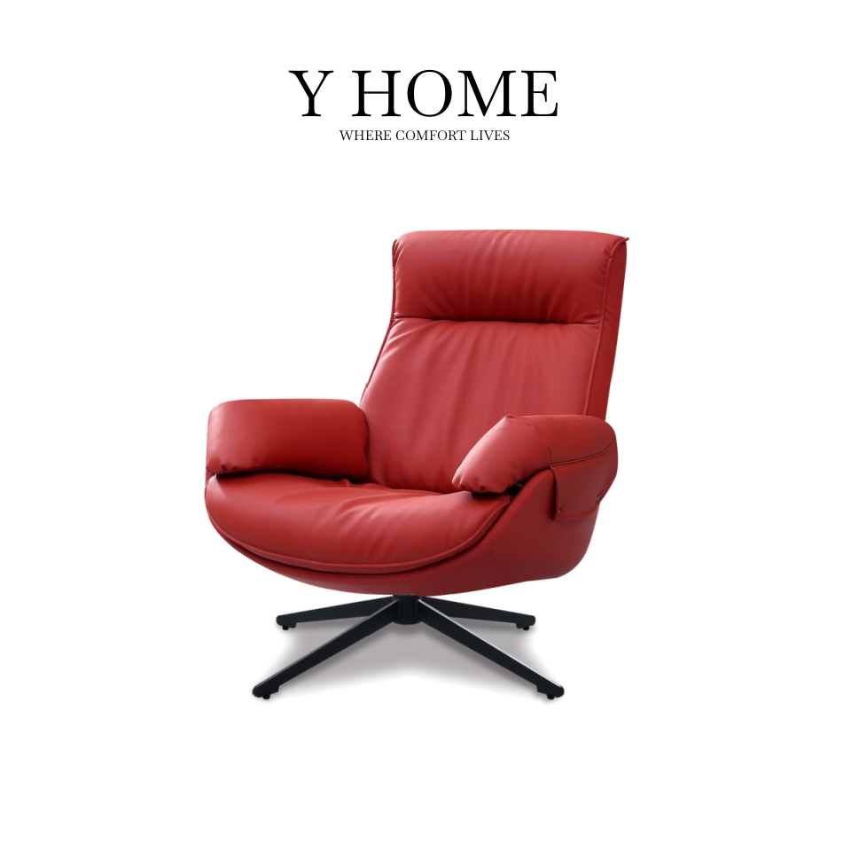 【揽月】头层牛皮休闲椅真皮专利款轻奢躺椅现代办公家用旋转椅