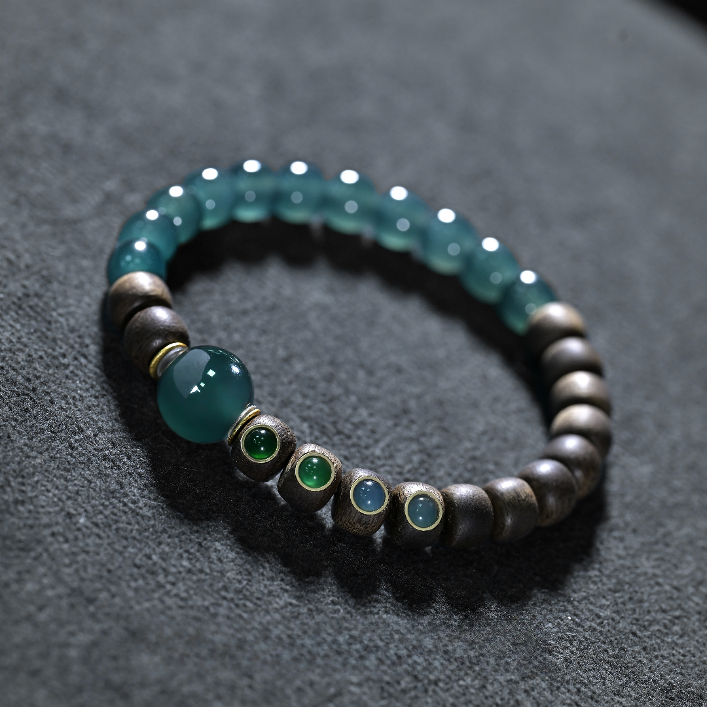 铜合金手链 「钰翡」仿制沉香木手链单圈磁场增强心想事成佛珠手串