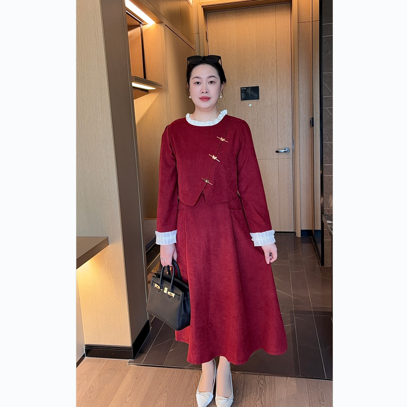 高瑞洋气妈妈婚宴礼服秋冬季新品修身收腰正式场合刺绣连衣裙女装