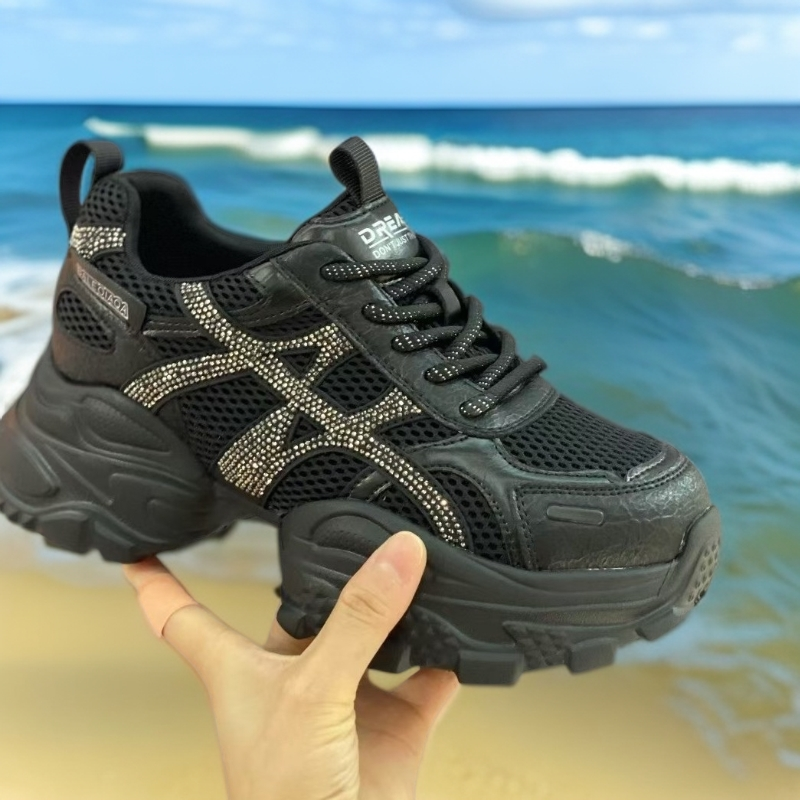 老爹鞋透气轻便系带黑色百搭单鞋时尚秋季潮鞋厚底休闲鞋运动鞋