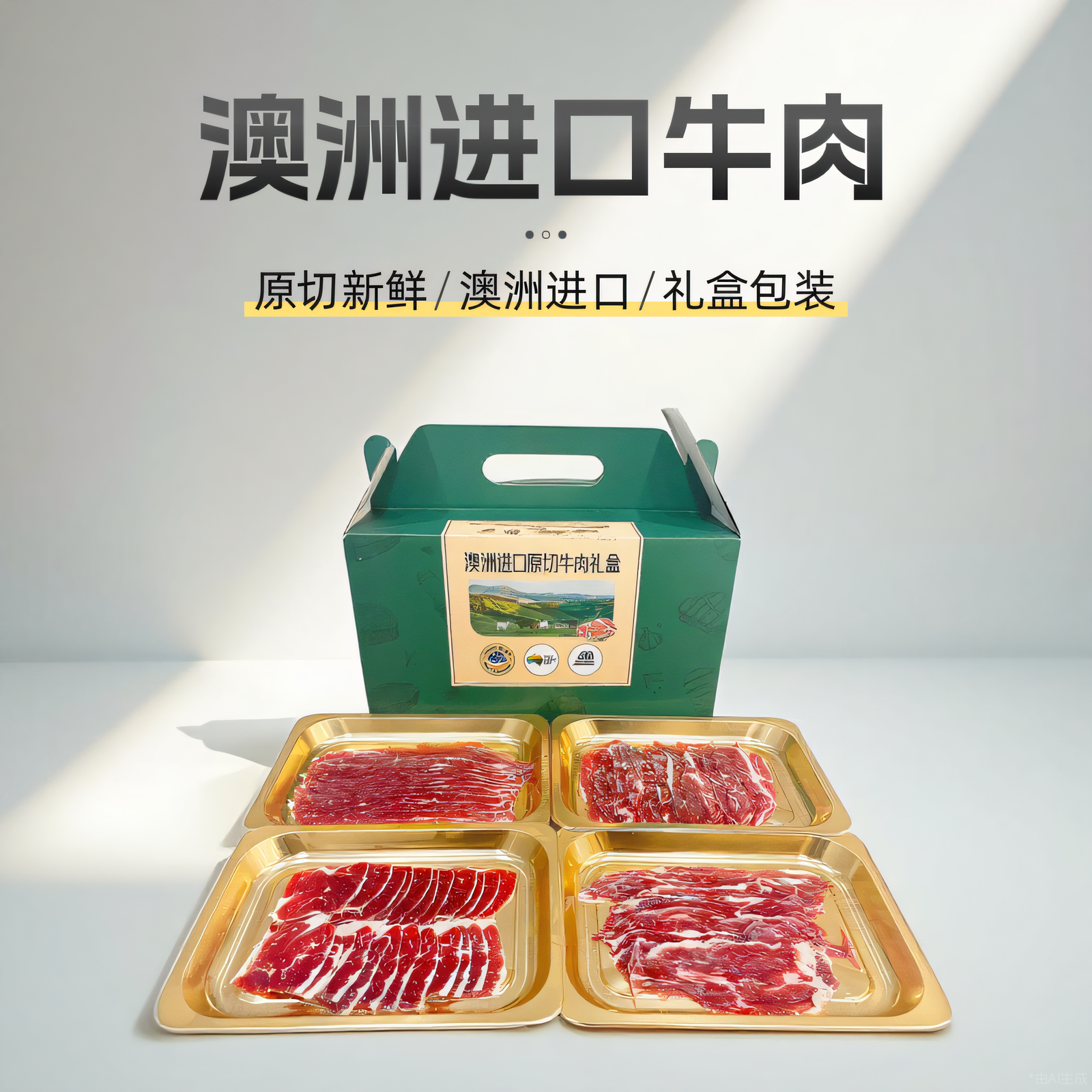 澳洲进口原切烤肉片安格斯谷饲150天中秋烤肉礼盒牛肉礼盒