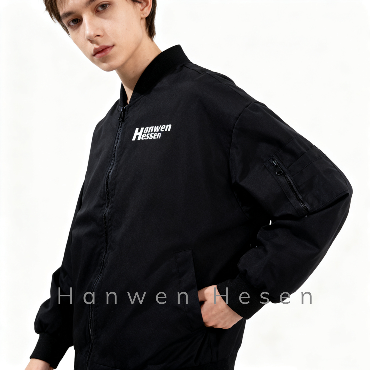 Hanwen Hesen运动风棒球领秋季男士拉链百搭男装夏季男女夹克