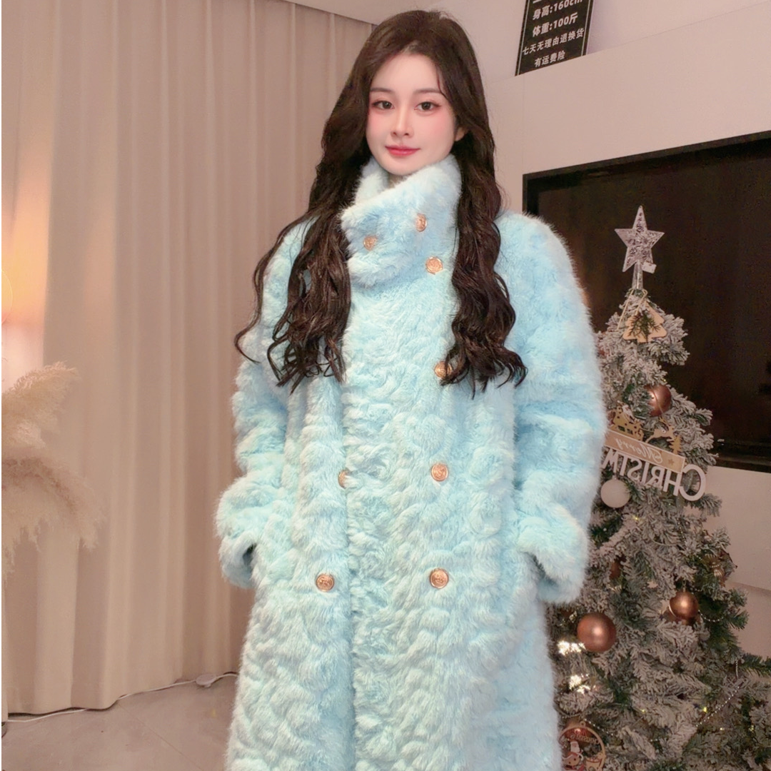 2025新款花狐时尚百搭高级气质设计师冬装长外套