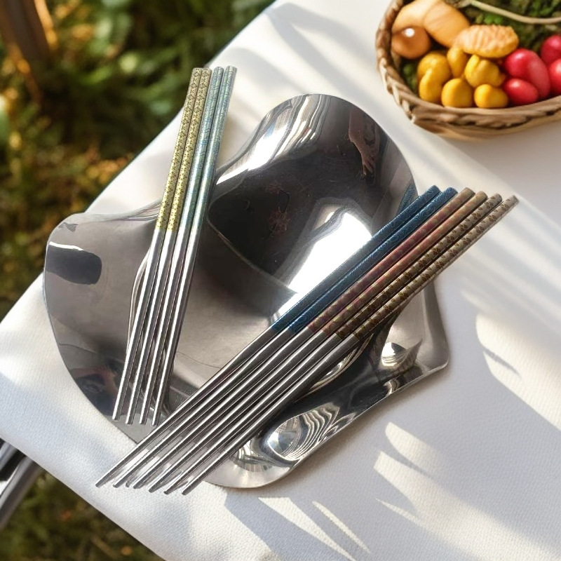 100%纯钛筷子高档家用耐高温防霉保鲜防滑家庭套装户外便携钛筷