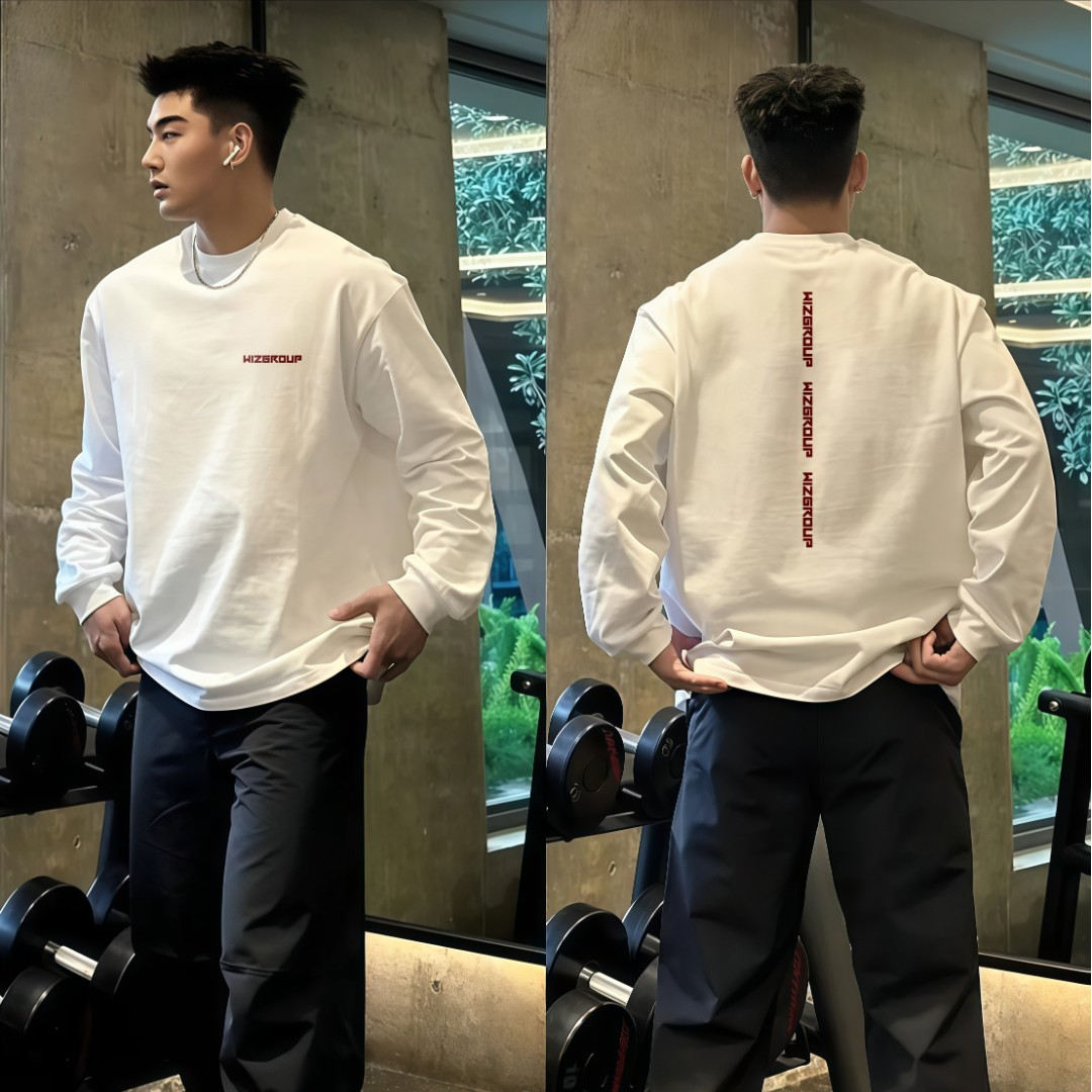 【重磅纯棉】长袖T恤男2025新款秋季美式潮牌宽松百搭运动印花秋装